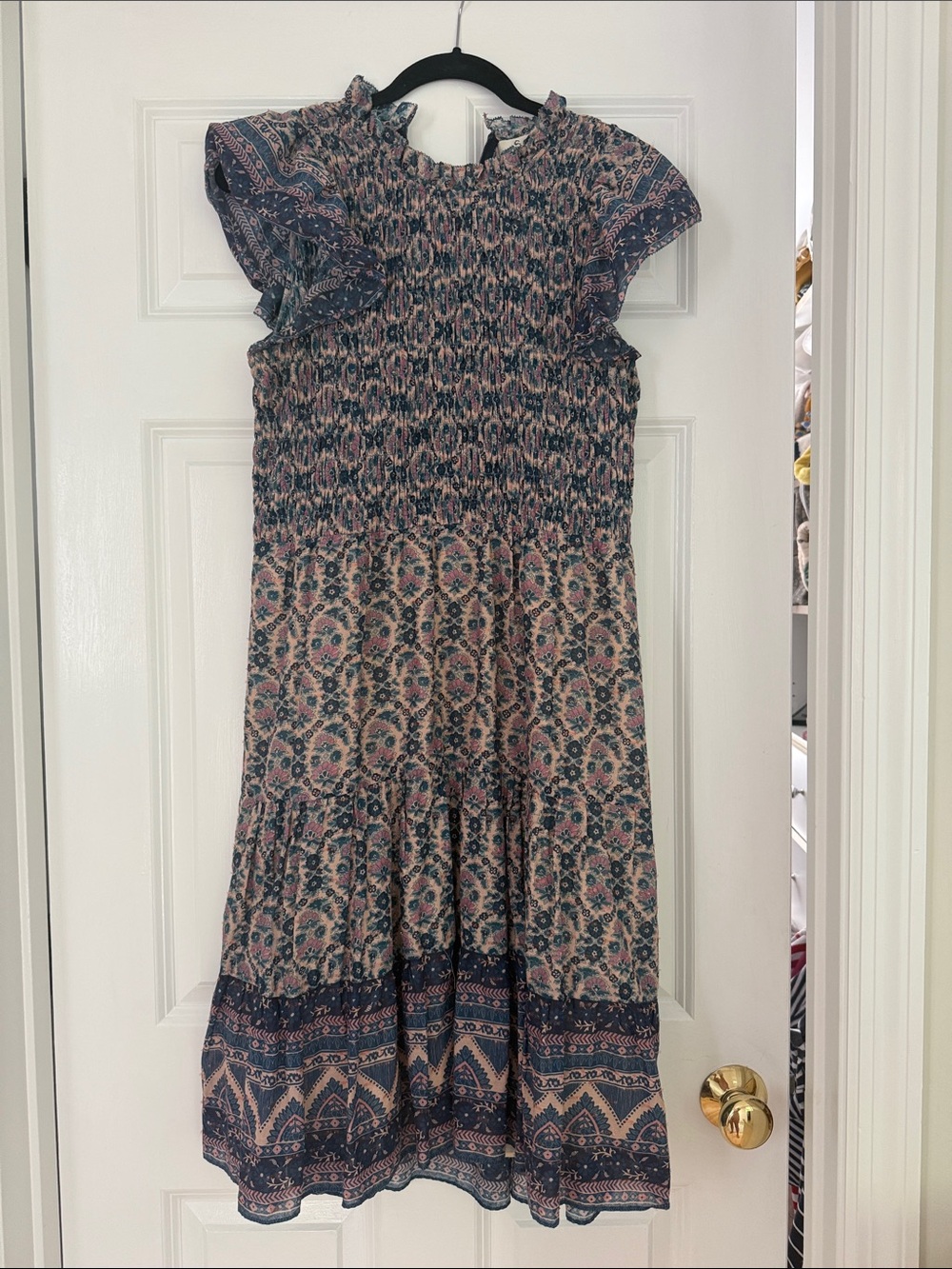 Sea New York Blue and Pink Patterned Midi Dress